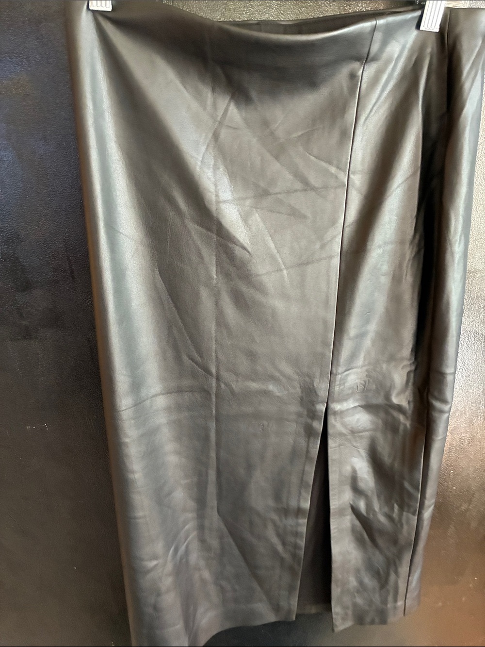 Express Black Faux Leather Pencil Skirt with Front Slit M NWT